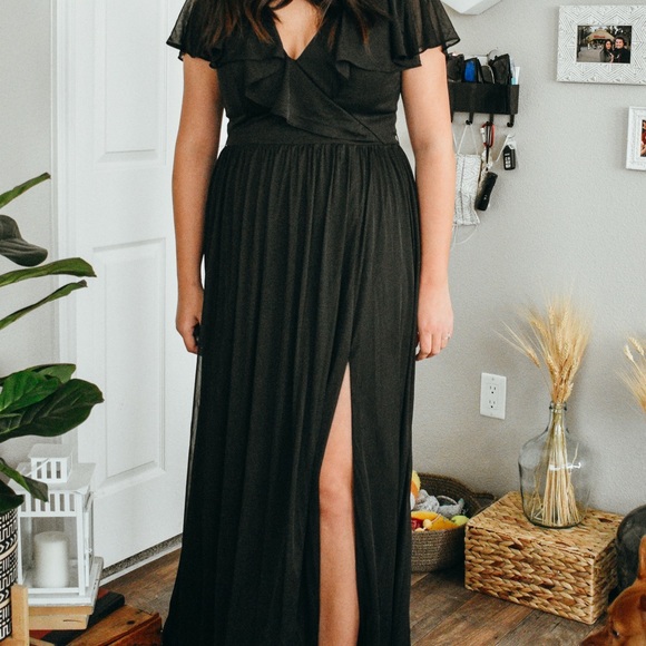 Azazie Jael Maxi Dress Black NWT - Picture 3 of 4